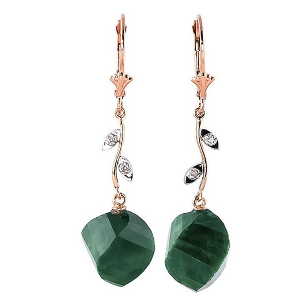14k Gold Earring with Twisted Dyed Green Sapphire